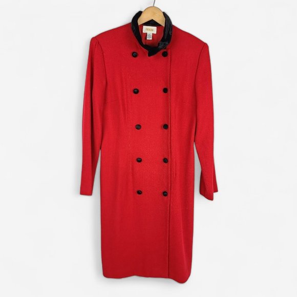 Talbot's Wool Coat Red With Black Velvet Trim Size 8 - Picture 1 of 8